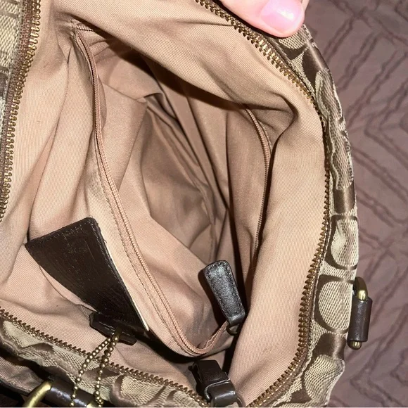 Coach Brown and Blue Monogram Tote - Picture 9 of 11